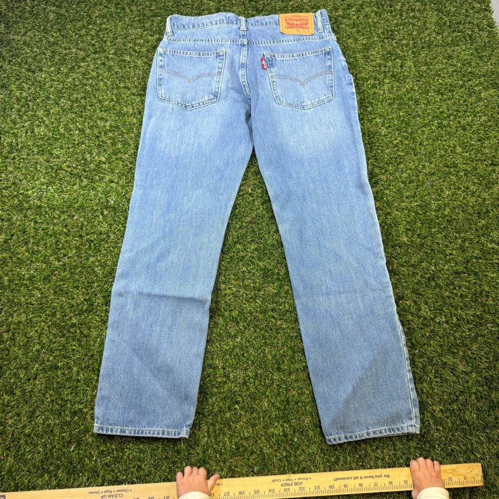 Levis 502 Regular Taper Jeans Light Wash Distressed Denim 29x29 Womens 18 Reg
